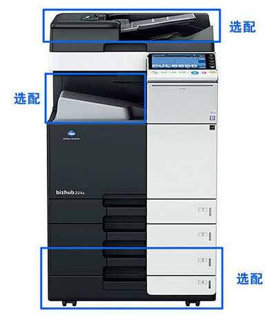 柯尼卡美能達bizhub 224e數碼復合機+雙面同步輸稿器 打印/復印/掃描